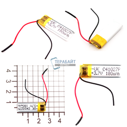 Аккумулятор 3.7v 180mAh 4x10x27 / 401027 / 27мм на 10мм на 4мм - фото 161044