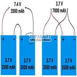 Аккумулятор универсальный 3.7v 1000mAh 4x35x60 / 403560 / 60мм на 35мм на 4мм - фото 163887