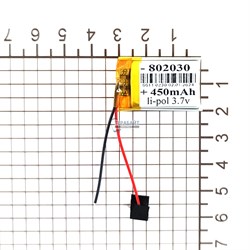 Аккумулятор 3.7v 450mAh 8x20x30 / 802030 / 30мм на 20мм на 8мм - фото 164428