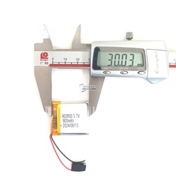 Аккумулятор 3.7v 900mAh 9x28x30 / 902830 / 30мм на 28мм на 9мм 2 провода 2pin - фото 171321