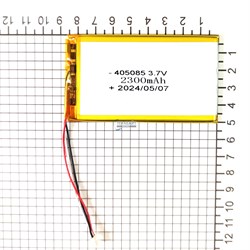 Аккумулятор 3.7v 2300mAh 4x50x85 / 405085 / 85мм на 50мм на 4мм 3 провода 3pin + разъем фишка коннектор - фото 171345