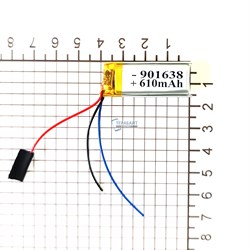 Аккумулятор 3.7v 610mAh 9x16x38 / 901638 / 38мм на 16мм на 9мм 3 провода 3pin - фото 172169