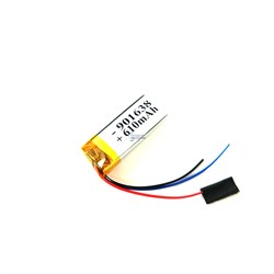 Аккумулятор 3.7v 610mAh 9x16x38 / 901638 / 38мм на 16мм на 9мм 3 провода 3pin - фото 172171