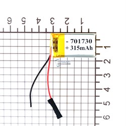 Аккумулятор 3.7v 315mAh 7x17x30 / 701730 / 30мм на 17мм на 7мм 2 провода - фото 172239
