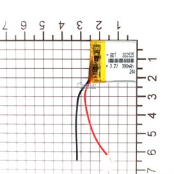 Аккумулятор 3.7v 300mAh 3x22x25 / 302225 / 25мм на 22мм на 3мм 2 провода - фото 172248