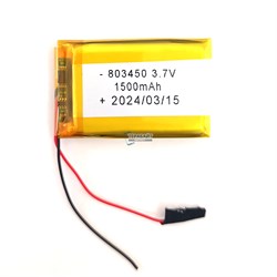 Аккумулятор 3.7v 1500mAh 8x34x50 / 803450 / 50мм на 34мм на 8мм 2 провода - фото 172298