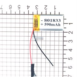 Аккумулятор 3.7v 590mAh 8x18x33 / 801833 / 33мм на 18мм на 8мм 2 провода - фото 172483