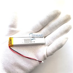 Аккумулятор 3.7v 950mAh 2pin + разъем (фишка) коннектор 552080 Li-Pol универсальная аккумуляторная батарея 5.5x20x80 2 провода - фото 178734