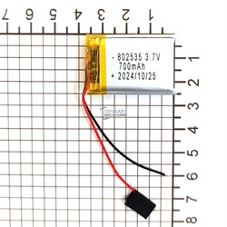 Аккумулятор 3.7v 802535 082535 Li-Pol батарея 700mAh универсальная аккумуляторная батарея 8x25x35 2 провода - фото 179803