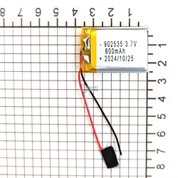 Аккумулятор 3.7v 902535 092535 Li-Pol батарея 800mAh универсальная аккумуляторная батарея 9x25x35 2 провода - фото 179821