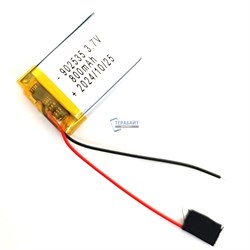 Аккумулятор 3.7v 902535 092535 Li-Pol батарея 800mAh универсальная аккумуляторная батарея 9x25x35 2 провода - фото 179824
