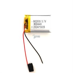 Аккумулятор 3.7v 902535 092535 Li-Pol батарея 800mAh универсальная аккумуляторная батарея 9x25x35 2 провода - фото 179825