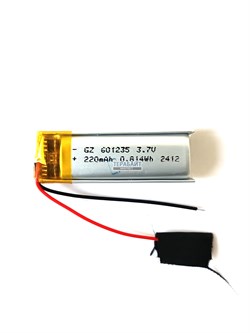 Аккумулятор 3.7v 220mAh 2pin 601235 Li-Pol универсальная аккумуляторная батарея 6x12x35 2 провода - фото 180633