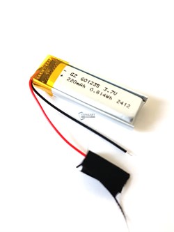 Аккумулятор 3.7v 220mAh 2pin 601235 Li-Pol универсальная аккумуляторная батарея 6x12x35 2 провода - фото 180634