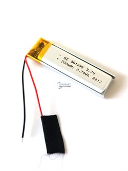 Аккумулятор 3.7v 200mAh 2pin 501240 Li-Pol универсальная аккумуляторная батарея 5x12x40 2 провода - фото 180649