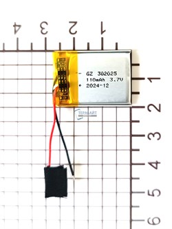 Аккумулятор 3.7v 110mAh 2pin 302025 Li-Pol универсальная аккумуляторная батарея 3x20x25 2 провода - фото 180659