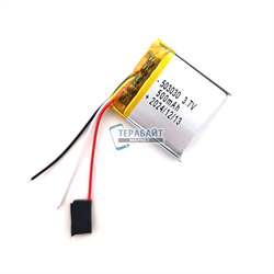 Аккумулятор 3.7v 500mAh 5x30x30 / 503030 / 30мм на 30мм на 5мм 3 провода 3pin - фото 180725