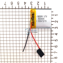 Аккумулятор 3.7v 500mAh 5x30x30 / 503030 / 30мм на 30мм на 5мм 3 провода 3pin - фото 180727