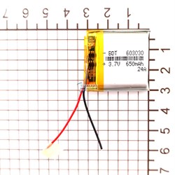Аккумулятор 3.7v 650mAh 6x30x30 / 603030 / 30мм на 30мм на 6мм - фото 180731