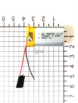 Аккумулятор 3.7v 600mAh 2pin 902035 Li-Pol универсальная аккумуляторная батарея 9x20x35 2 провода - фото 180743