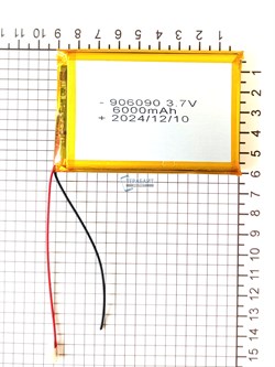 Аккумулятор 3.7v 6000mAh 2pin 906090 Li-Pol универсальная аккумуляторная батарея 9x60x90 2 провода - фото 180761