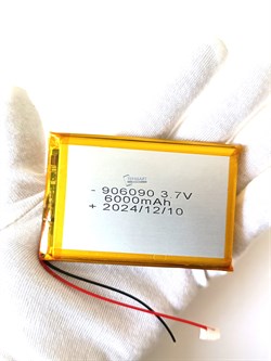 Аккумулятор 3.7v 6000mAh 2pin 906090 Li-Pol универсальная аккумуляторная батарея 9x60x90 2 провода - фото 180762