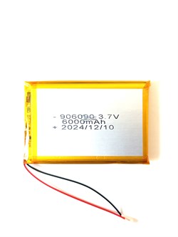 Аккумулятор 3.7v 6000mAh 2pin 906090 Li-Pol универсальная аккумуляторная батарея 9x60x90 2 провода - фото 180763