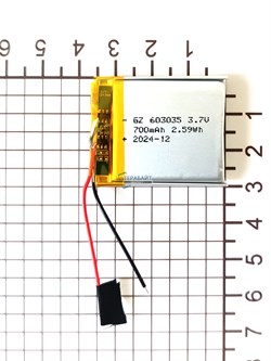 Аккумулятор 3.7v 700mAh 2pin 603035 Li-Pol универсальная аккумуляторная батарея 6x30x35 - фото 180785
