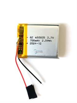 Аккумулятор 3.7v 700mAh 2pin 603035 Li-Pol универсальная аккумуляторная батарея 6x30x35 - фото 180788