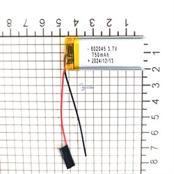Аккумулятор 3.7v 750mAh 2pin 802045 Li-Pol универсальная аккумуляторная батарея 8x20x45 2 провода - фото 180957