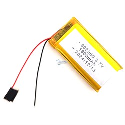 Аккумулятор 3.7v 1800mAh 2pin 803060 Li-Pol универсальная аккумуляторная батарея 8x30x60 2 провода - фото 180978