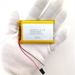 Аккумулятор 3.7v 2500mAh 2pin 505070 Li-Pol универсальная аккумуляторная батарея 5x50x70 2 провода - фото 181005
