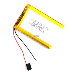 Аккумулятор 3.7v 2500mAh 2pin 505070 Li-Pol универсальная аккумуляторная батарея 5x50x70 2 провода - фото 181009