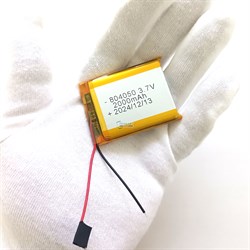 Аккумулятор 3.7v 2000mAh 2pin 804050 Li-Pol универсальная аккумуляторная батарея 8x40x50 2 провода - фото 181019