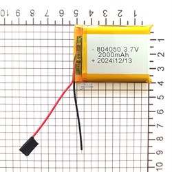 Аккумулятор 3.7v 2000mAh 2pin 804050 Li-Pol универсальная аккумуляторная батарея 8x40x50 2 провода - фото 181020