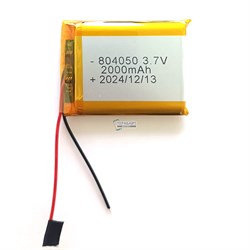 Аккумулятор 3.7v 2000mAh 2pin 804050 Li-Pol универсальная аккумуляторная батарея 8x40x50 2 провода - фото 181024
