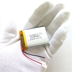 Аккумулятор 3.7v 2500mAh 2pin 104050 Li-Pol универсальная аккумуляторная батарея 10x40x50 2 провода - фото 181100