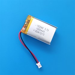 Аккумулятор 3.7v 1400mAh 2pin + разъем (фишка) коннектор 102540 Li-Pol универсальная аккумуляторная батарея 10x25x40 2 провода - фото 181136