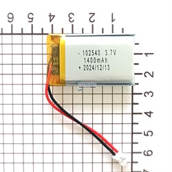 Аккумулятор 3.7v 1400mAh 2pin + разъем (фишка) коннектор 102540 Li-Pol универсальная аккумуляторная батарея 10x25x40 2 провода - фото 181138