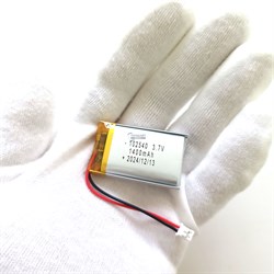 Аккумулятор 3.7v 1400mAh 2pin + разъем (фишка) коннектор 102540 Li-Pol универсальная аккумуляторная батарея 10x25x40 2 провода - фото 181139