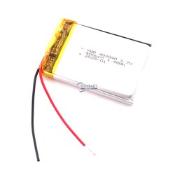Аккумулятор 3.7v 400mAh 2pin 403040 Li-Pol универсальная аккумуляторная батарея 4x30x40 2 провода - фото 183727