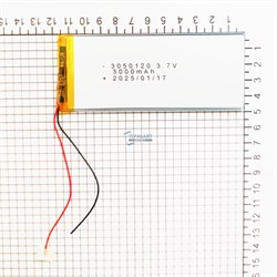 Аккумулятор универсальный 2pin 2 провода 3.7v 3000mAh (Li-Pol батарея подходит для планшетов и другой электроники) код акб 3050120 - фото 183756