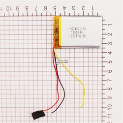 Аккумулятор 3.7v 1200mAh 3pin 503450 Li-Pol универсальная аккумуляторная батарея 5x34x50 3 провода - фото 184630