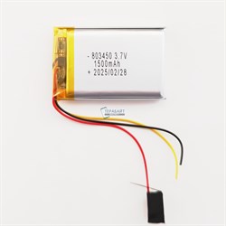 Аккумулятор 3.7v 1500mAh 3pin 803450 Li-Pol универсальная аккумуляторная батарея 8x34x50 3 провода - фото 184711