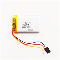 Аккумулятор 3.7v 1402mAh 3pin 703450 Li-Pol универсальная аккумуляторная батарея 7x34x50 3 провода - фото 184735