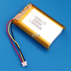 Аккумулятор 3.7v 2000mAh 3pin 3 провода + разъем (фишка) коннектор 103450 Li-Pol универсальная аккумуляторная батарея 10x34x50 - фото 184762