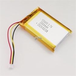 Аккумулятор 3.7v 2000mAh 3pin 3 провода + разъем (фишка) коннектор 103450 Li-Pol универсальная аккумуляторная батарея 10x34x50 - фото 184772
