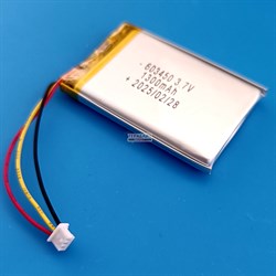 Аккумулятор 3.7v 1300mAh 3pin 3 провода + разъем (фишка) коннектор 603450 Li-Pol универсальная аккумуляторная батарея 6x34x50 - фото 184877