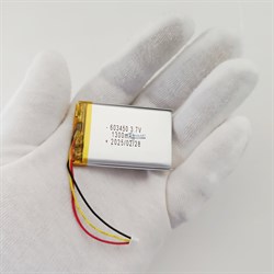 Аккумулятор 3.7v 1300mAh 3pin 3 провода + разъем (фишка) коннектор 603450 Li-Pol универсальная аккумуляторная батарея 6x34x50 - фото 184880