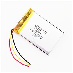 Аккумулятор 3.7v 1300mAh 3pin 3 провода + разъем (фишка) коннектор 603450 Li-Pol универсальная аккумуляторная батарея 6x34x50 - фото 184887